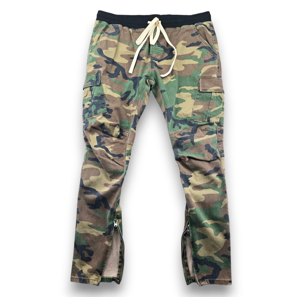 MNML Camo Cargo Pants Mens 2XL Green Good Ankle Zip Slim Tapered Streetwear